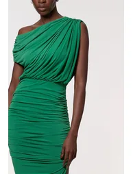 Jersey Crepe Asymmetric Neckline Maxi Dress - 1