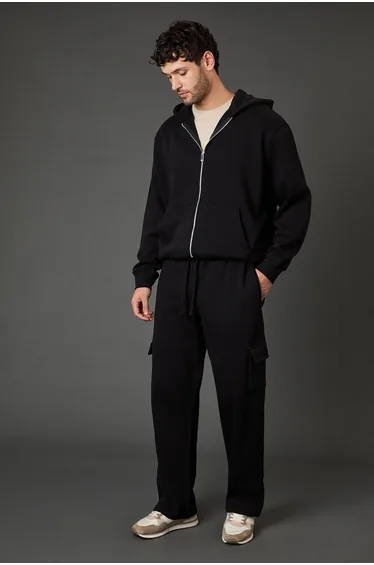 Black Straight Fit Cargo Jogger