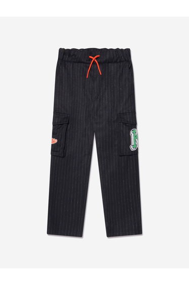 Boys Striped Cargo Trousers in Navy