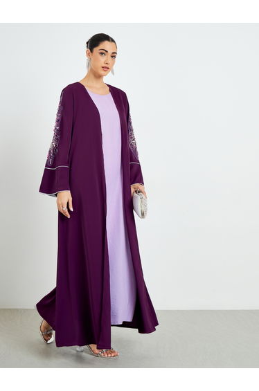 Embroidered Sleeve A-Line Abaya