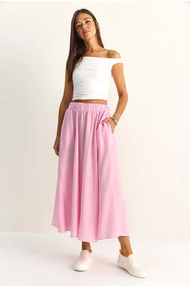LUCCI High Waist A-Line Maxi Skirt with Pockets