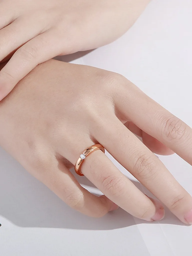 Rose Gold Ring with Delicate Diamond Accent