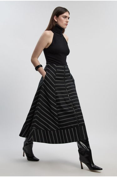 Bold Stripe Cotton Woven Prom Skirt