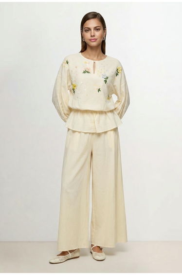 Cream Linen Pants