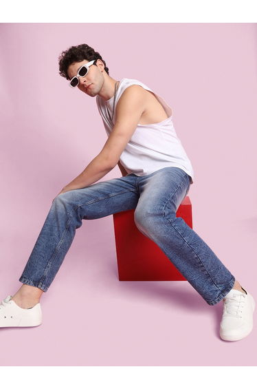 Men Straight Fit Faded Jeans