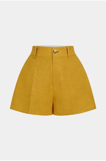 Linen High Waist Button Shorts