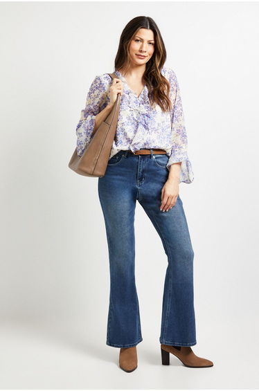 Floral Lace Trim Ruffle Blouse