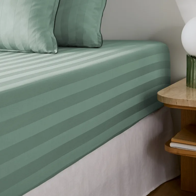 Victor Striped Washed Cotton Satin Fitted Sheet