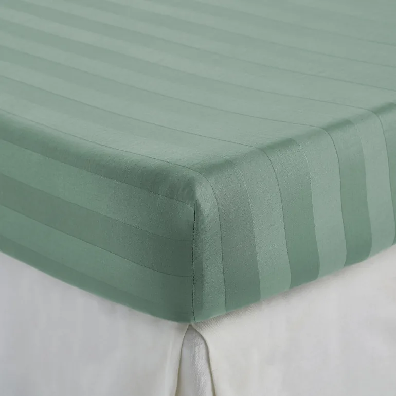 Victor Striped Washed Cotton Satin Fitted Sheet - 1