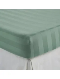 Victor Striped Washed Cotton Satin Fitted Sheet - 1