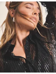 قميص سيمبلي بي شيفون أسود بأكمام طويلة - 2