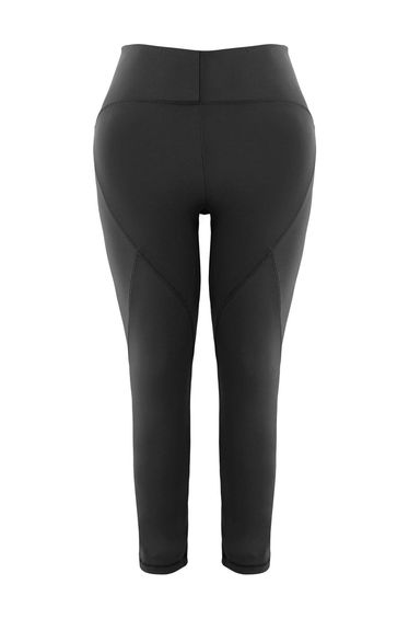 Black Full Length Knitted Plus Size Sports Tights