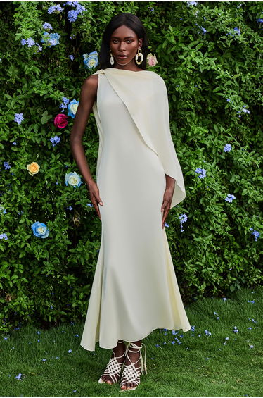 Chantal Satin Backless Midi Dress in White