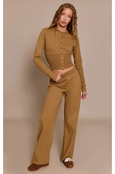 Taupe Super Soft Wide Leg Trousers