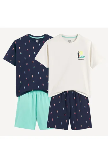 Pack of 2 Surf-Themed Mix and Match Jersey Short Pyjamas