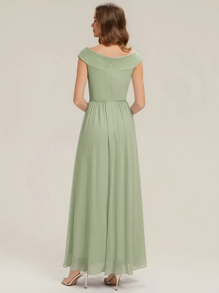 ever NEMI|Pleated Chiffon Cap Sleeve Bridesmaid Dress - 1