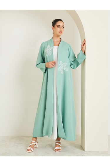 Women Green Embroidered Detail Abaya