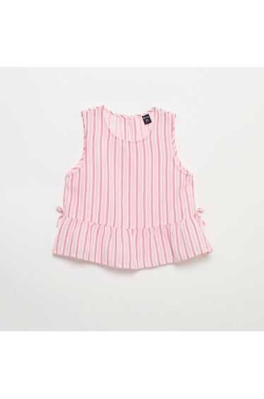 Striped blouse with fancy bows PINK