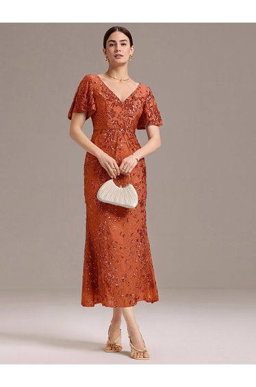 ever PALMER|Sequin Embroidery Mermaid Formal Dress