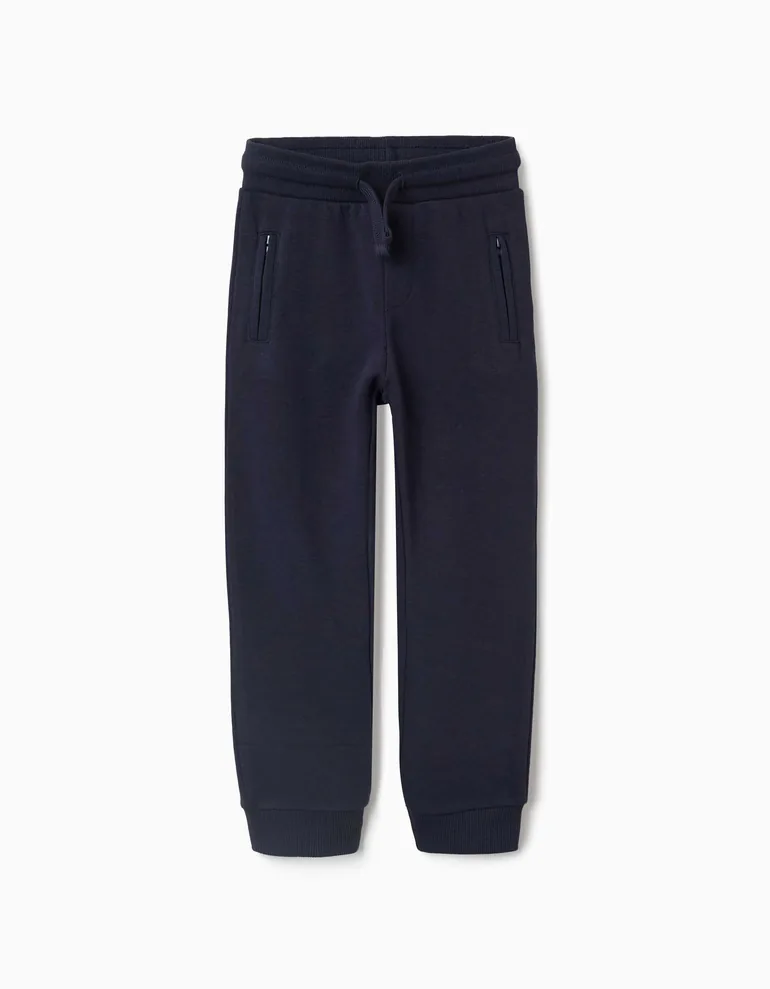 Fleece Joggers With Drawstring And Pockets For Boys, Navy Blue - 2