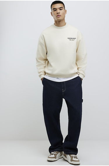 Cream Regular Fit Palais Car Sweatshirt