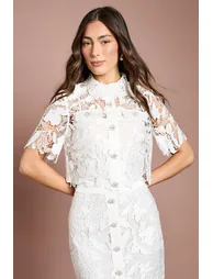 Lace Pearl Button Shirt - 1