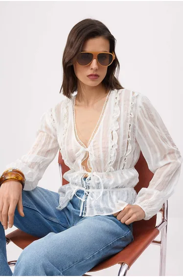 White Cat Ladder Light Transparent Boho Shirt