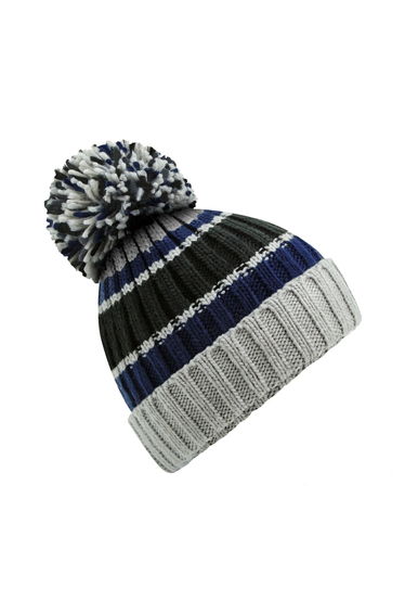 Beechfield Hygge Striped Beanie - Steel Blue