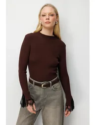 سترة ميكسراي بني محبوك بأكمام طويلة - 2