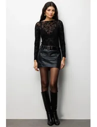 MIXRAY Floral Boat Neck Blouse with Elastic Detail
