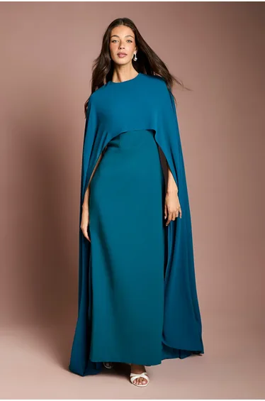 Cape Sleeve Maxi Dress