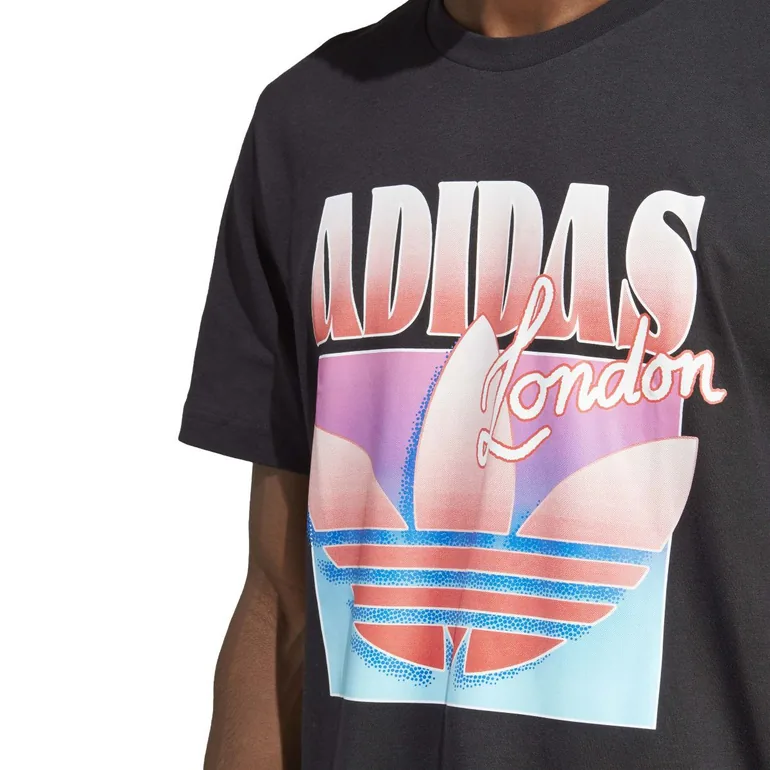 Men's adidas Originals Key City London Brand T-Shirt in Black - 3