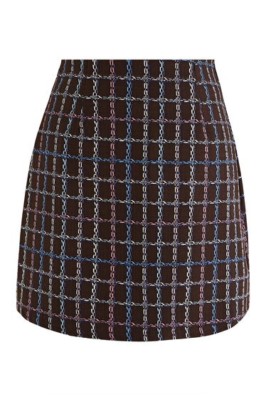 Chain Grid Mini Bud Skirt in Brown