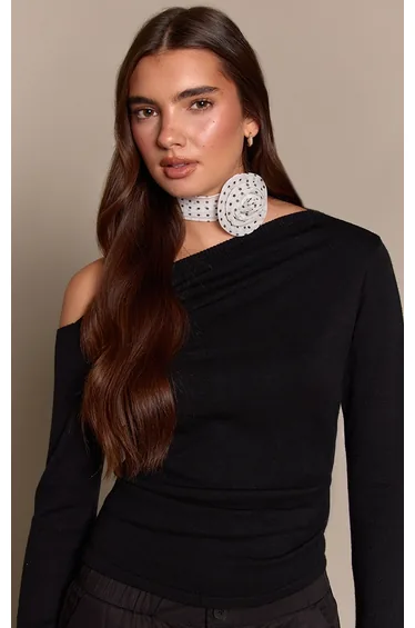 White Polka Dot Flower Corsage