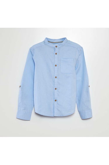 Linen-blend shirt BLUE