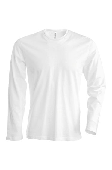 Kariban Mens Slim Fit Long Sleeve Crew Neck T-Shirt - White