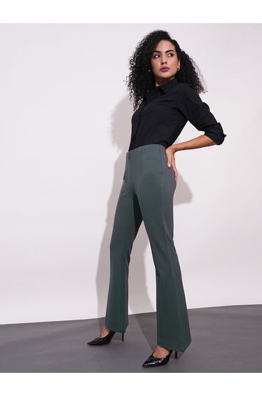 Grey Stretchable Workwear Bootcut Treggings