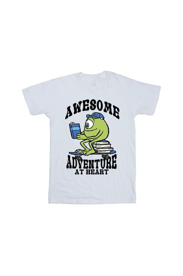 Monsters Inc Girls Reading Awesome Mike Wazowski Cotton T-Shirt - White