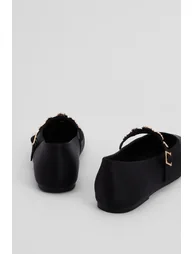 Jem Satin Flower Brooch Detail MaryJane Ballet Pumps - 3