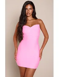 Bright Pink Bandage Sweetheart Mini Dress - 1