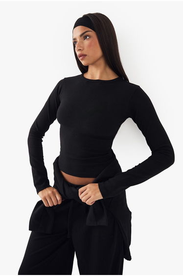 DSGN Studio Embroidered Long Sleeve Top - black