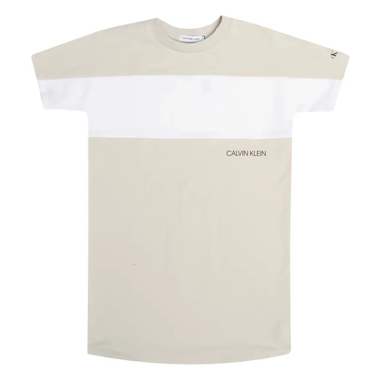 Calvin Klein Jeans - Girl's Calvin Klein Junior Colourblock T-Shirt Dress in Cream