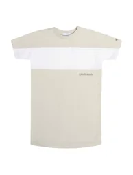 Calvin Klein Jeans - Girl's Calvin Klein Junior Colourblock T-Shirt Dress in Cream