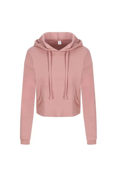 Awdis Womens/Ladies Girlie Cropped Hoodie - Dusty Pink