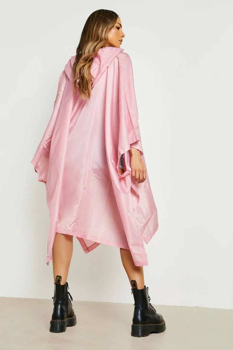 Hooded Festival Poncho - pink - 1