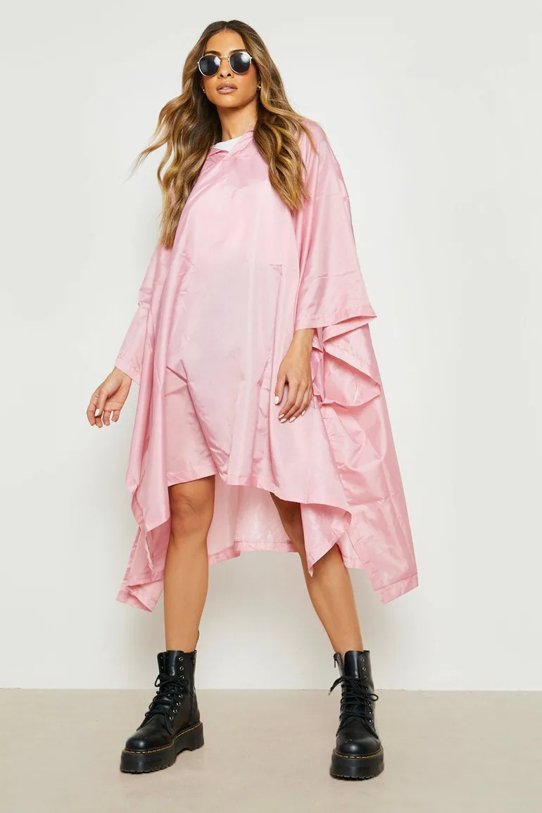 Hooded Festival Poncho - pink