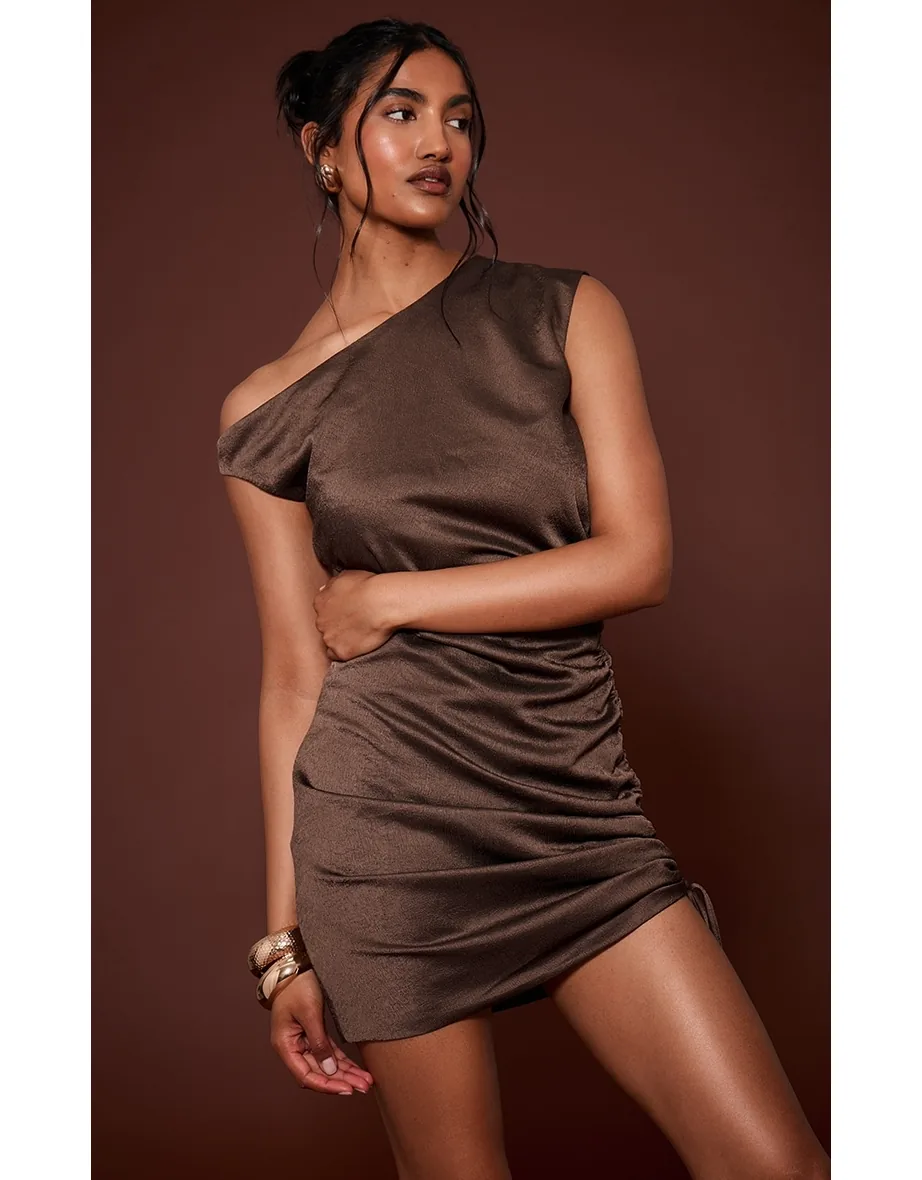 chocolate satin short sleeve ruched midaxi dress Plus Gold Trim Ruched Midaxi Dress