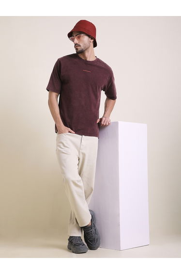 Men Oversized Acid Wash Printed T-Shirt