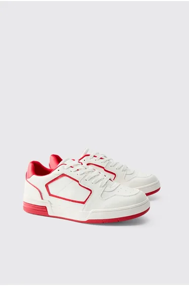 Chunky Sole PU Trainer - red