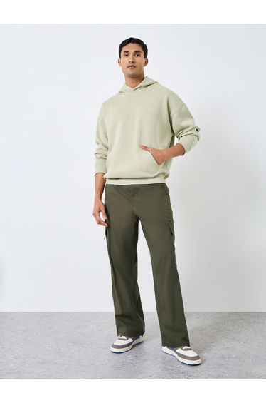 Men Olive Oversized Cargo Trousers